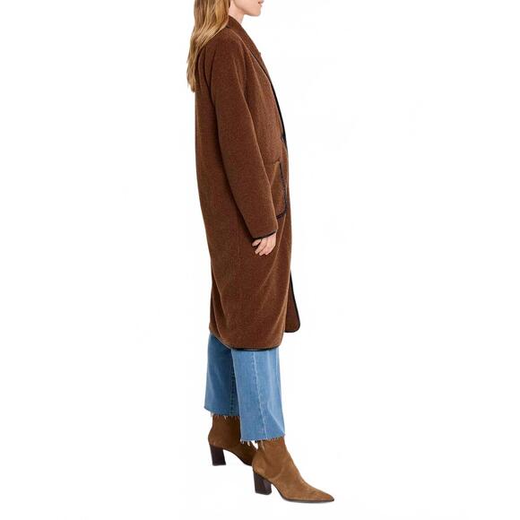 NEW NIC + ZOE trimmed teddy single button closure coat in coffee bean - Picture 4 of 5